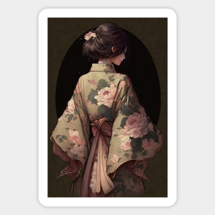 Kimono with Roses Sticker